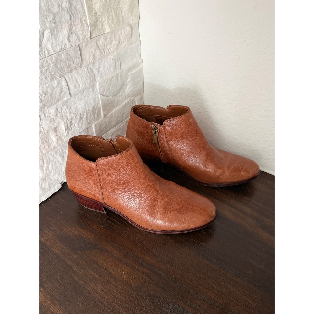 Sam Edelman Petty Ankle Boots Saddle Brown Leather Western Booties Size: 7.5